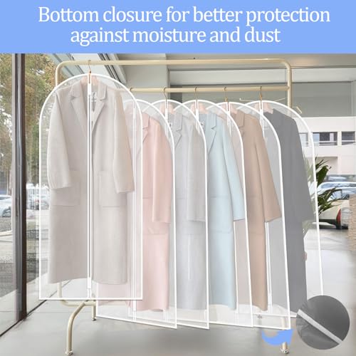 TORONTOKYO 25 Pack 55" Hanging Clear Plastic Garment Bags with Zipper Translucent Long Dress Bags Clothes Cover for Closet Storage and Travel - color: 55"
