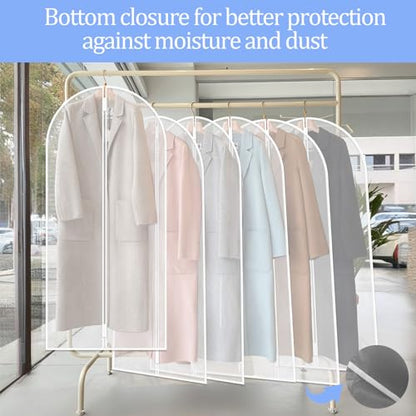 TORONTOKYO 25 Pack 55" Hanging Clear Plastic Garment Bags with Zipper Translucent Long Dress Bags Clothes Cover for Closet Storage and Travel - color: 55"