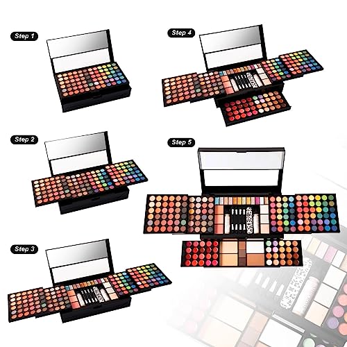 187 Colors Professional Makeup Palette - All-in-One Kit With Eye Shadows, Lipsticks, Mascara, Foundations, Blushes, Brow Pencils, Nail File - Makeup Gift Set for Women and Girls - color: 007 Set