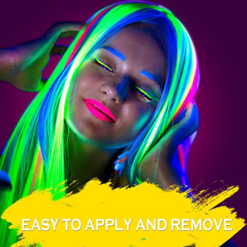 MEICOLY Neon White Face Paint,1.05oz Glow Blacklight Water Based Body Paint,Fluorescent Water Activated Face Paint for Adult and Children,Halloween White Face Paint Split Cake,White/UV Blue - color: white face paint