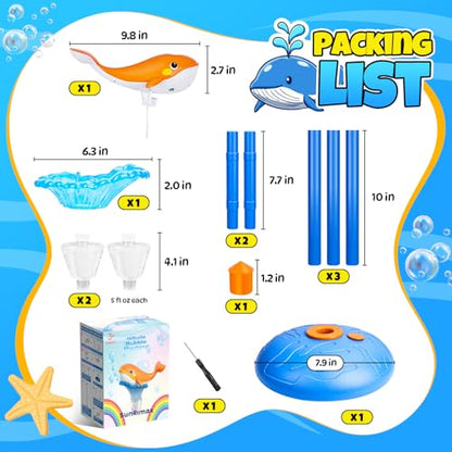 Standing Bubble Machine for Kids Outdoor, Whale Bubble Torch with Light Music Lamp, 47" Adjustable Height Automatic Bubble Blower Maker Tower Fountain for Party,Stand Up Outside Handheld Lanterns Toys