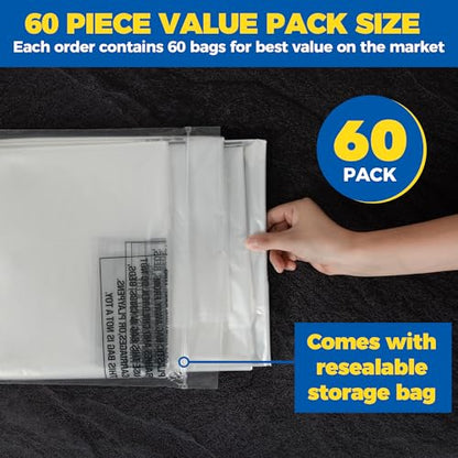 60-Pack Dry Cleaning Bags for Clothes 40-Inch Long - Clear Plastic Garment Bags for Hanging Clothes, Dry Cleaner Plastic Clothing Cover for Suits, Coat, Shirt, & Pants - color: Clear - 40 Inch Length