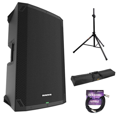 Mackie Thump12v4 12" Professional Powered Loudspeaker Bundle with SS-4420 Steel Speaker Stand, Speaker Stand Bag 51" (Black) and Kellards XLR-P20T Pro 20 ft XLR Microphone Cable