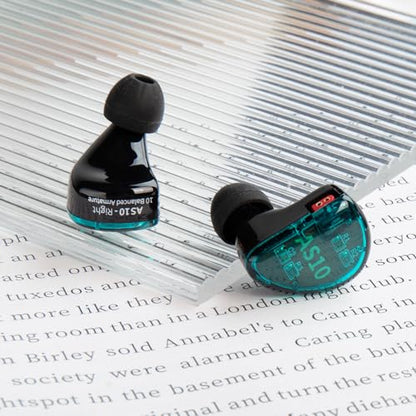 KZ AS10 Pure 5 Balanced Armature 5BA Earphone, Musician in Ear Monitor Headphone High Fidelity HiFi Headset (with Microphone, Green) - color: Green, size: With Microphone