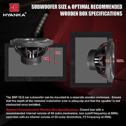 H YANKA BSF-12-2 12 Inch Subwoofer - 1800W MAX Power 12 Inch Paper Cone Subwoofer Car Audio, Black Aluminum Basket, 2.5“ Dual Voice Coil 2 Ohm Impedance 12" Subwoofer for Cars - size: 12 Inch, style: Dual 2 Ohm