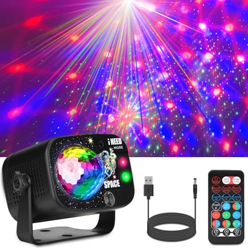 Disco Light Party Lights Sound Activated DJ Light Disco Party Lights 64 RGB Dynamic Patterns RGB 3 Lens Strobe Stage Lighting for Dance Club, Wedding, Karaoke, Birthday, Christmas (2-in-1 Effect)