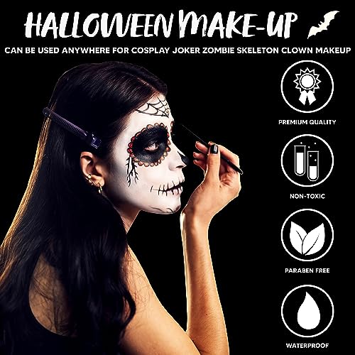 Spooktacular Creations 25 PCS Halloween Family Makeup Kit, 12 Color Special Effect Face Body Paint, Costume Makeup, Zombie Cosplay, Wounds, Injuries & Blood for Halloween Party Supplies