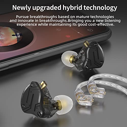 KZ ZS10 PRO X in Ear Monitor Headphones, Upgrade 4BA+1DD Hybrid Driver IEM Earphones, HiFi Metal Wired Gaming Earbuds, for Singers Bass Player Drummers Guitarist Musicians Dj (Without Mic,Black) - style: Without Mic