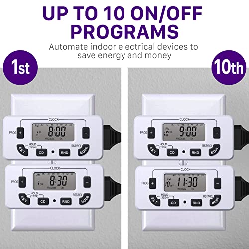 Fosmon 7 Day Digital Timers for Electrical Outlets, Indoor Plug-in Light Timers Switch Programmable, Electric Wall Plug for Grow/Reptile Light, Lamp, Appliance, Aquarium, Fish Tank - 2 Pack - style: 7 Day 2 pack