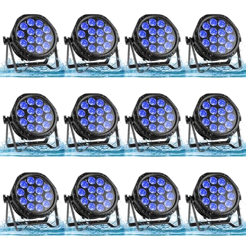 14LED Par Lights, Outdoor Waterproof Par Can Light, RGBW 4in1 Stage Light, 210W DMX Control Wash Uplight Strobe Effect for Events, Stage, Wedding, Church, Party, Garden, Building (12 Packs) - size: 12 Packs
