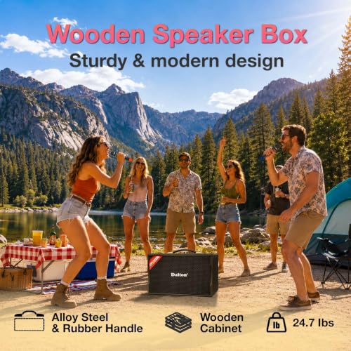 250W RMS Dalton KS8Pro Portable Karaoke Machine for Adults with Bluetooth Speaker, Speakers Bluetooth Wireless with 8 Inch Subwoofer, Dual Mic Support, USB AUX Inputs for Home and Swimming Party