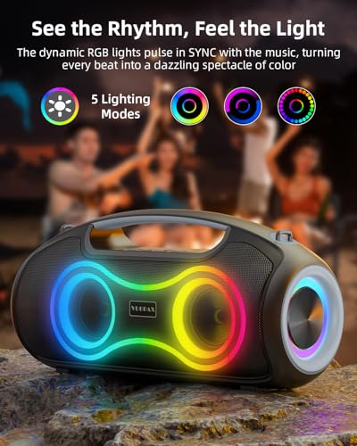 Portable Bluetooth Speaker Wireless, 180W Max Loud Waterproof Speakers, Bass Boost Boom Box for Party and Outdoor, w/2*Subwoofer, 2*Tweeter, DSP, IP65, 24H, TWS, TF, USB, AUX - color: Black-Gray