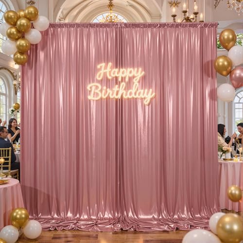 10x10ft Rose Gold Glitter Sequin Photo Backdrop Curtain for Parties - color: Rose Gold, size: 10 ft X 10 ft(2 Panels 5ft X 10ft)