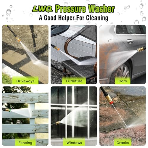 Pressure Washer, Power Washer with 4 Quick Connect Nozzles 1 Foam Cannon, High Pressure Cleaning Machine for Cars/Fences/Driveways/Patios/Farms/Home Cleaning(Bright Green) - color: Bright Green