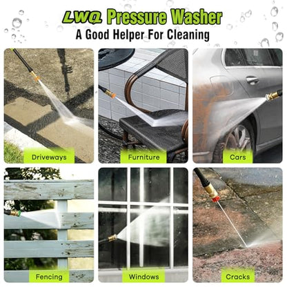 Pressure Washer, Power Washer with 4 Quick Connect Nozzles 1 Foam Cannon, High Pressure Cleaning Machine for Cars/Fences/Driveways/Patios/Farms/Home Cleaning(Bright Green) - color: Bright Green