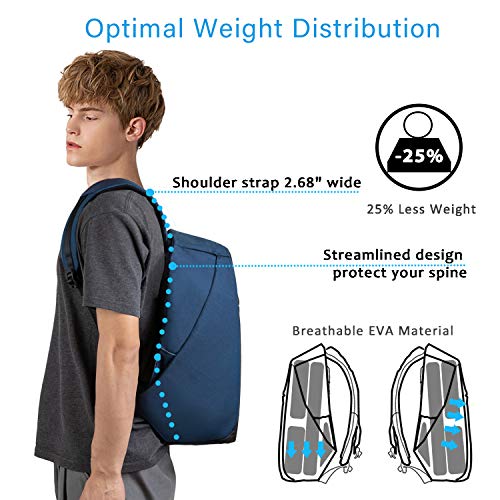 oscaurt Anti Theft Backpack 15.6 Inch Laptop Travel Backpack with Hidden Zipper and USB Charging Port Waterproof Business Computer Bag for Men & Women - color: Blue