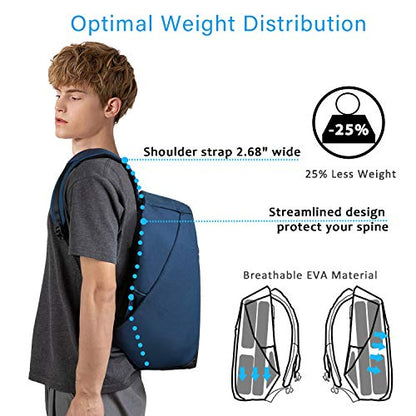 oscaurt Anti Theft Backpack 15.6 Inch Laptop Travel Backpack with Hidden Zipper and USB Charging Port Waterproof Business Computer Bag for Men & Women - color: Blue