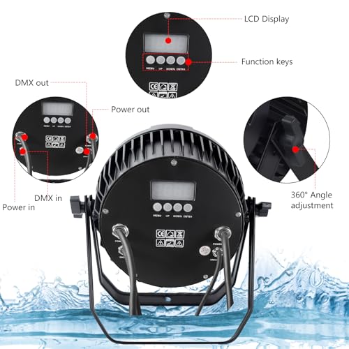 Waterproof Outdoor Lights,12 X18W IP65 RGBWAUV 6in1 LED Par Lights,DMX512 Sound Activated Control Wall Washer Outside Light for Stage Events Garden Landscape Parks Buldding