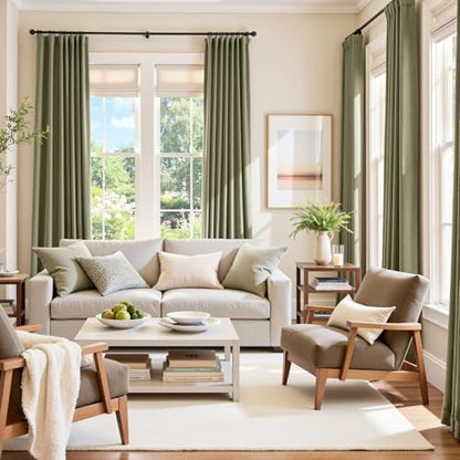 Lazzzy Green Velvet Curtains 96 Inch Length Blackout Pinch Pleated Room Darkening Drapes Luxury Back Tab Thermal Window Treatments for Bedroom Living Room 2 Panels, 52 x 96 Inch, Olive Sage - color: Olive Sage, size: 52"W x 96"L (Pack of 2)