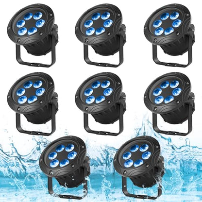 U`King LED Par Lights IP67 Waterproof Stage Lights, DMX512 Sound Activated Control RGBW Lights for Outdoor Concert Club KTV Music Show Garden Wedding