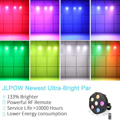 LED Par Lights, Super Bright 6x8W RGBW Par Can Light Slim Uplights Stage Wash Lights with Remote & DMX Control, DJ Event Lighting for Wedding Party Church Club Stage Lighting