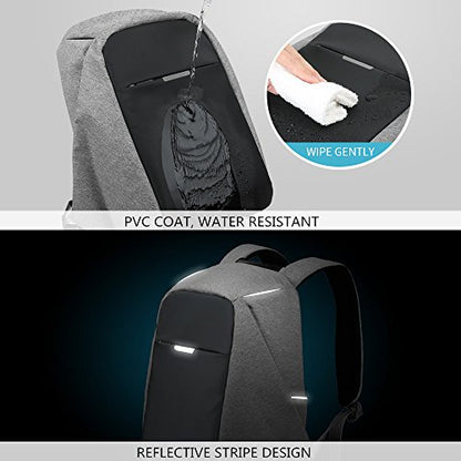 oscaurt Anti Theft Backpack 15.6 Inch Laptop Travel Backpack with Hidden Zipper and USB Charging Port Waterproof Business Computer Bag for Men & Women - color: Dark Grey