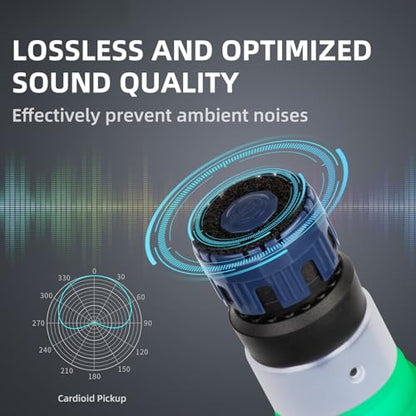 Depusheng R7 Wireless Microphone Set with Two Wireless Dynamic Handheld Microphones Receiving Range of 80 Meters Suitable for Karaoke Concert Stage