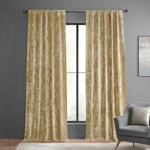 HPD Half Price Drapes Lush Crush Velvet Curtains - Room Darkening Curtain 108 Inches Long for Bedroom & Living Room, Luxury Look, Rod Pocket Design, (1 Panel), 50W x 108L, Gold - color: Gold, size: 50"W x 108"L (Pack of 1)