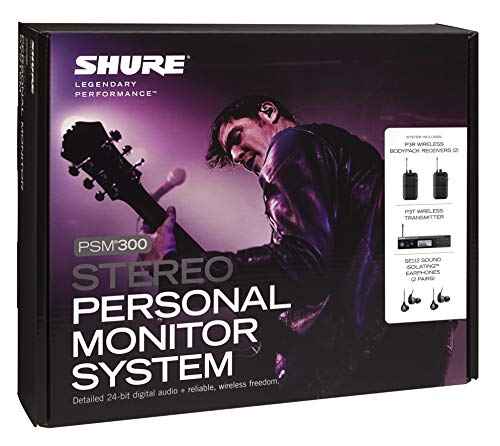 Shure PSM300 P3TR112TW Wireless in-Ear Personal Monitoring System with SE112 Earphones, Twinpack - G20 Band - size: Twinpack, style: G20 Band (488-512 MHz)