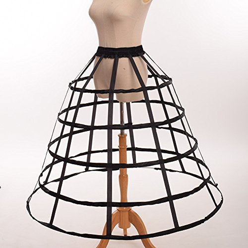 GRACEART Victorian Dress Pannier Hoop Skirt Bustle Cage Skirt - color: Black-5 Hoops Bell