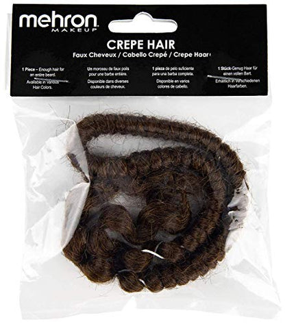 Mehron Makeup Crepe Hair - MEDIUM BROWN, Special FX Fake Hair - color: Medium Brown