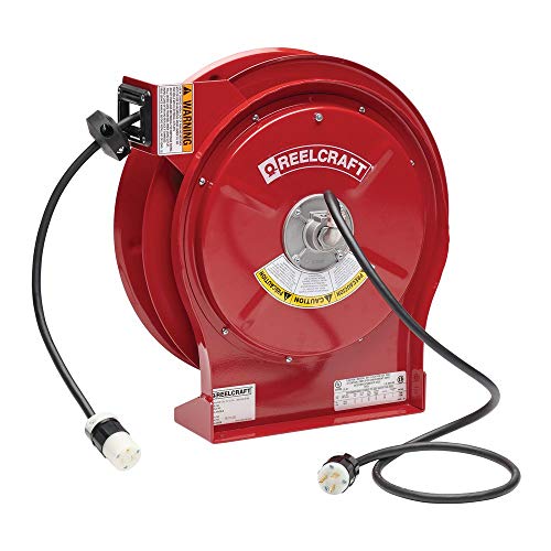 Reelcraft L 5550 123 3A Heavy Duty Power Cord Reel, 12 AWG/3 Conductors x 50', 20 AMP, Single Outlet, Cord Included - size: 20 AMP - 50ft Cord