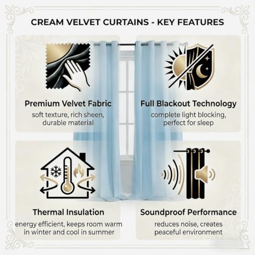 SNITIE Sky Blue 52”x84” Long Velvet Curtains with Grommet - 2P - color: Sky Blue, size: 52"W x 84"L (Pack of 2)