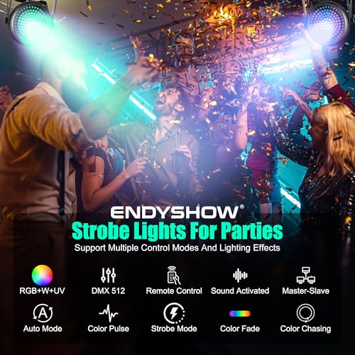 DJ Strobe Light,30W 126 LEDs RGB+W+UV 5IN1 Strobe Lights for Parties DJ Par Can Lights with Remote Control Sound Activated&Speed Control DJ Uplights for Birthday Party Halloween Festival - size: 1Pack Strobe Light