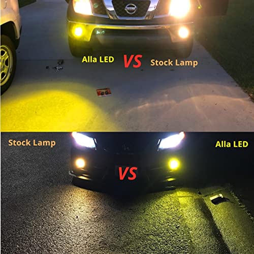 Alla Lighting 2800lm H8 H11 H16 LED Fog Lights Bulbs, 3200K Golden Yellow DRL Replacement for Cars, Trucks, Xtreme Super Bright COB-72 SMD Upgrade - color: 3200K Yellow