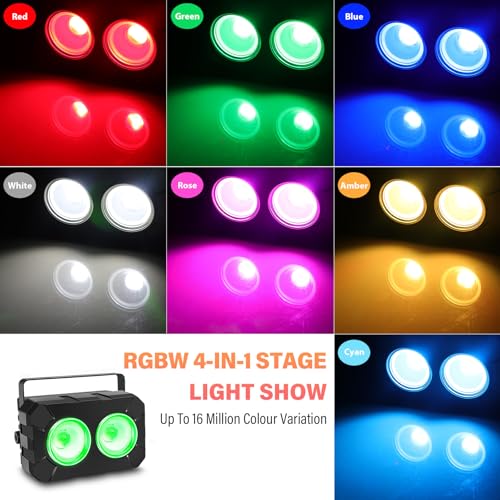 Telbum LED Stage Lights 2 Pack - 120W RGBW 4in1 Stage Wash Light, COB Par Light - DMX Control - Sound Activated Uplights for Wedding Events Concert Church Theater Club Party Bar