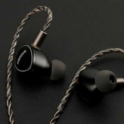 Kefine Quatio 2DD + 2BA Hybrid In Ear Monitor HiFi IEM Wired Earbuds | with 3 Tuning Nozzles, CNC Aluminum Shell, Detachable Silver-Plated 2Pin Cable, Earphones for Audiophiles Musicians Gamers