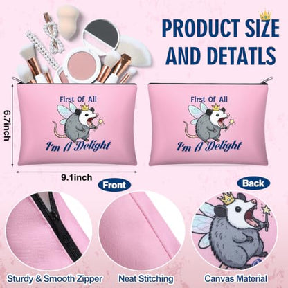 Reginary 12 Pcs Funny Possum Gifts Possum Makeup Bag Cosmetic Bag for Women | Opossum Double Sided Print Polyester Zipper Pouches, Cute Novelty Travel Bag, Christmas Birthday Funny Gift for Women Friend - style: Possum