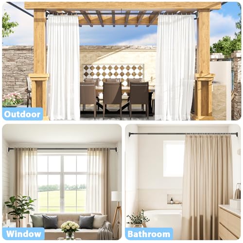 Extra Long Tension Curtain Rod, Black, 41-146 Inch (4-12ft), Tension Rod - color: Black, size: 41-146inch