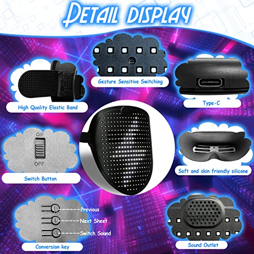 Depointer Life LED Mask Gesture Sensing Light up Mask Cool Gifts for Kids | Halloween Costumes,Christmas,Boy Gifts,Coolest Gifts,Trunk or Treat,USB-C Rechargeable,Suitable for Adults And Children - style: Music Mask Rechargeable