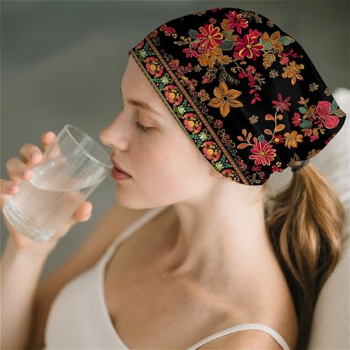 Art Owl Women's Slouchy Beanie Hat Cute Turban Hats Cancer Headwear Caps Baggy Skull Sleep Scarf - color: Bohemian Floral