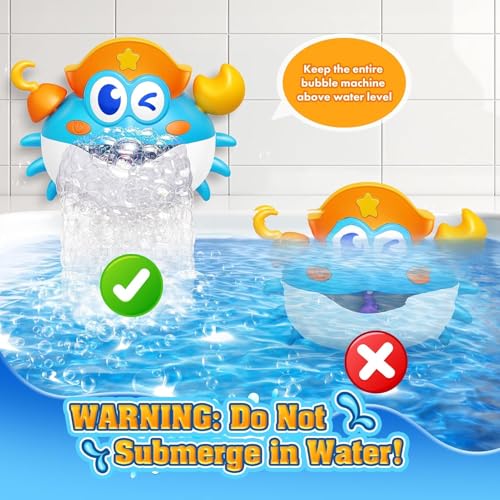 Bath Toys,Light Up Baby Bath Toys Bath Bubble Machine with Colourful RGB Light Great Birthday for Toddler Boys and Girls Tub Toy for Kids Ages 1-3 4-8 - color: Blue