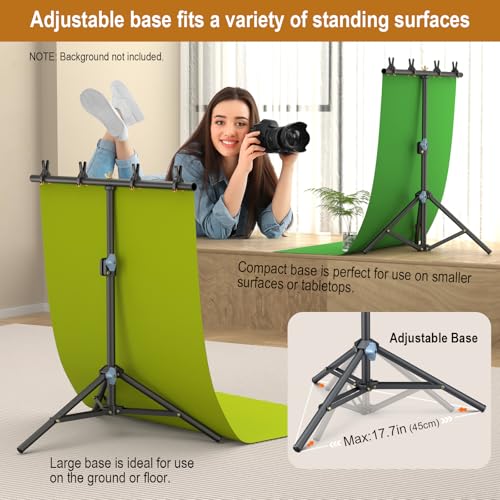 LINCO Lincostore Small Backdrop Stand 2.2x2.6ft T-Shape Portable Table Top Backdrop Stand with Carrying Bag, 4 Spring Clamps for Photography Mini Backdrop