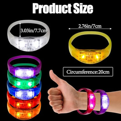 100 Pcs LED Bracelets Sound Activated with Flashing LED Strobe Music Control Light Up Bracelets for Rave, Game Prizes, Birthday Party Favor,Valentine's Day gift - color: Red, Yellow, Blue, Green, Orange, White, Purple, Rose Red