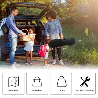 Wootfairy 180inch Outdoor Projector Screen with Stand Portable Wrinkle-Free | 16:9 4K HD Front Rear Foldable Large Projection Movie Screen with Carry Bag for Backyard Family Theater Live Sports Night