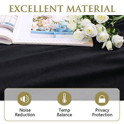 StangH Black Velvet Curtains Blackout for Bedroom/Living Room | Soft Velvet Heavy Thick Room Dividers Thermal Insulated Noise Reducing Theater Curtains Back Tab, W62 x L96 inches, 1 Panel - color: Black, size: 62"W x 96"L (Pack of 1)