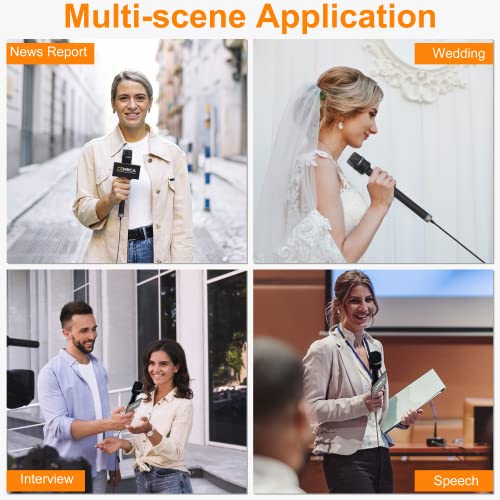 COMICA HRM-S Handheld Interview Microphone for Smartphone, 3.5mm TRRS Cardioid Condenser Reporter Mic for Video Recording, Interview, Speech, Vocal