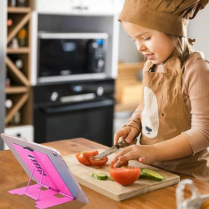 MSDADA Small Desk Book Stand Metal Reading Rest Book Holder | Adjustable Cookbook Documents Holder Portable Sturdy Bookstands for Recipes Textbooks Tablet Music Books(Rose Red) - color: Rose Red