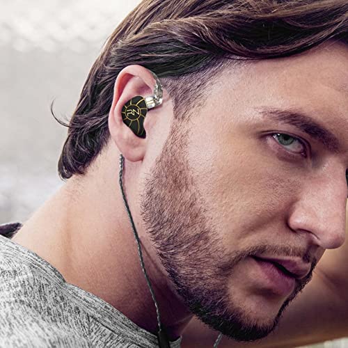RevoNext HiFi IEM Earbuds with Microphone, 4BA+1DD Hybrid Driver Wired Earbuds, in Ear Monitor Headphones with Detachable Cable, Noise Isolating Earphones for Musicians, Gaming, Studio - color: Black
