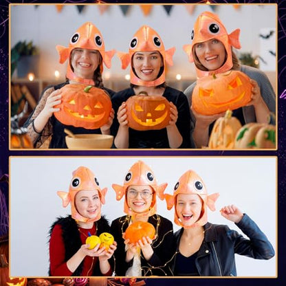 Halfchet Goldfish Halloween Funny Hat Costume Accessory Ocean Costume | 3D Goldfish with Soft Texture, Halloween Funny Hat Costume Accessory， Ocean Costume Sea Animal for Halloween Dress up - style: Goldfish
